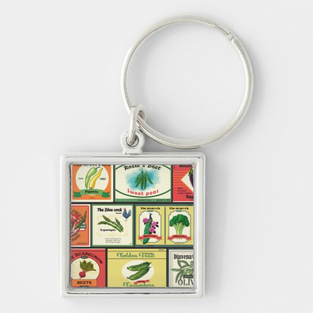Vintage canned goods-Vegetables labels Key Ring (Front)