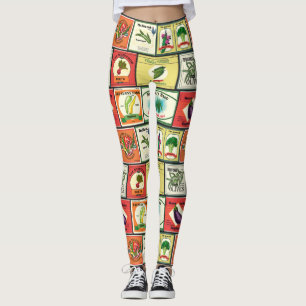 Vintage canned goods-Vegetables labels Leggings