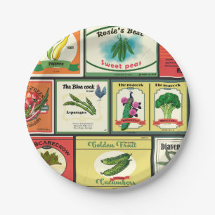 Vintage canned goods-Vegetables labels Paper Plate
