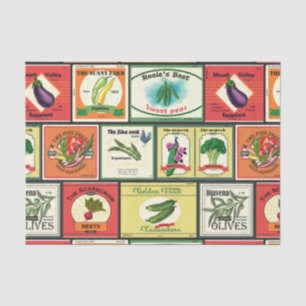 Vintage canned goods-Vegetables labels Tissue Paper