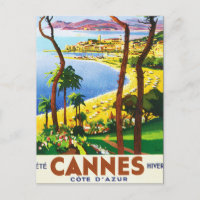 Vintage Cannes Cote D'Azur French Travel Poster