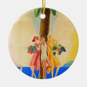 Vintage Cannes French Travel Ceramic Tree Decoration