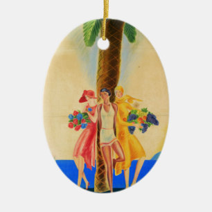 Vintage Cannes French Travel Ceramic Tree Decoration