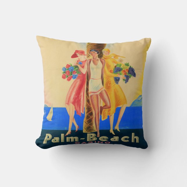 Vintage Cannes French Travel Cushion (Front)