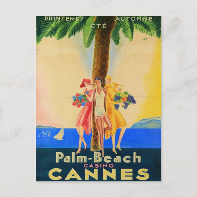 Vintage Cannes French Travel Postcard (Front)