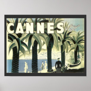 Vintage Cannes Travel Advertisement Poster