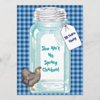 Vintage Canning Jar Blue Gingham Design