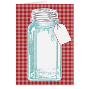 Vintage Canning Jar Red Gingham Design