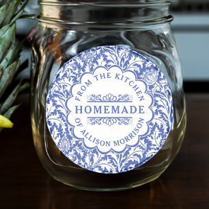 Vintage Canning Labels William Morris Blue White