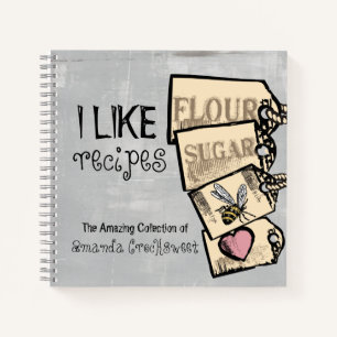 Vintage cannisters personalised recipe cookbook notebook