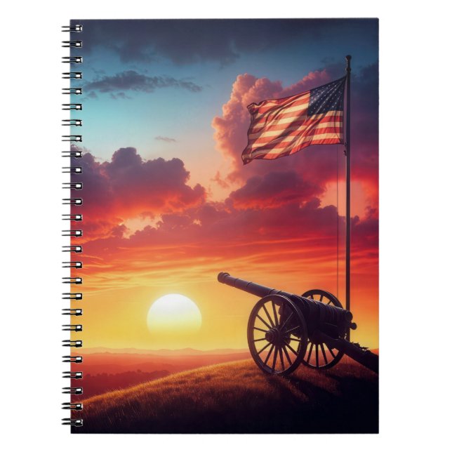 Vintage Cannon and American Flag Notebook (Front)