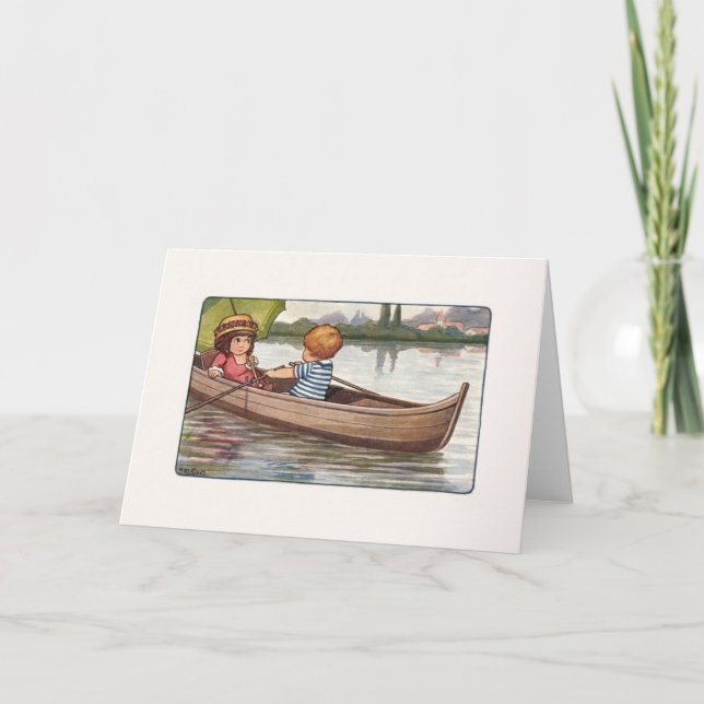 Vintage Canoe Ride Note Card (Front)