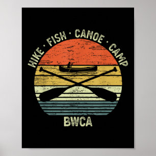Vintage Canoeing Bwca Outdoor Hike Fish Canoe Camp Poster