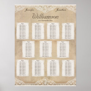 Vintage Canvas, Paper & Lace Effect Seating Chart