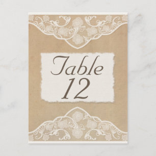 Vintage Canvas, Paper & Lace Look Table Number Postcard