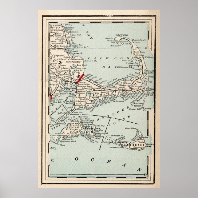 Vintage Cape Cod Map (1893) Poster (Front)
