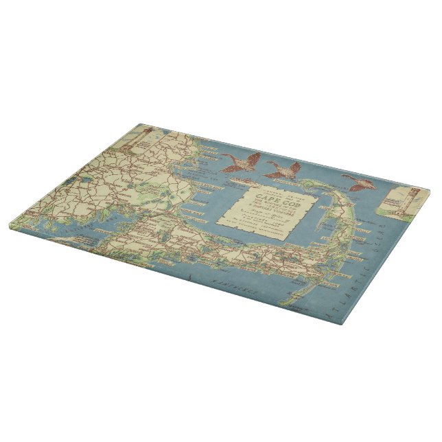 Vintage Cape Cod Map (1940) Cutting Board (Corner)