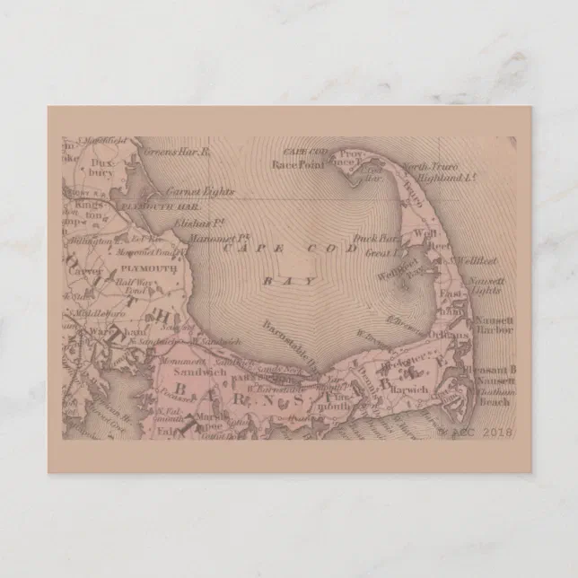 Vintage Cape Cod Map Postcard | Zazzle