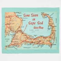 Vintage Cape Cod Map Postcard Large Throw