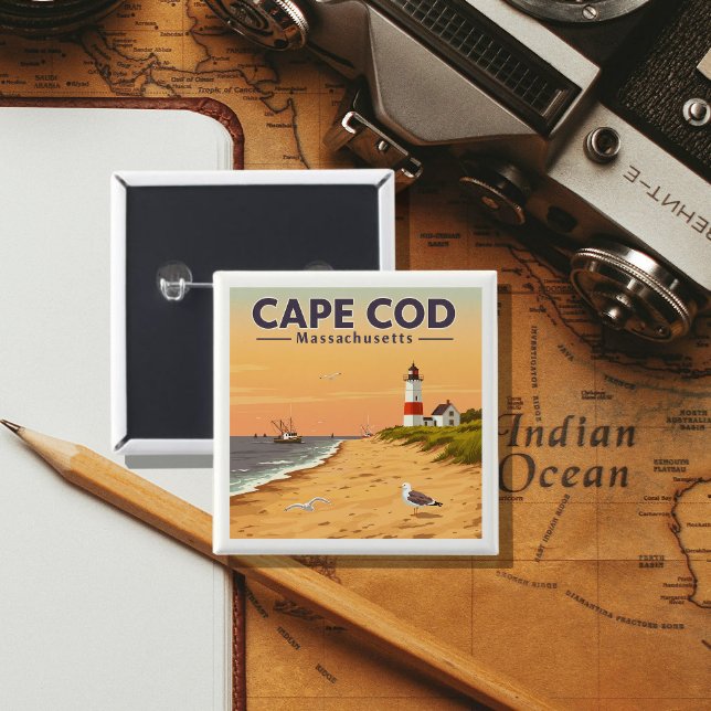 Vintage Cape Cod Massachusetts 15 Cm Square Badge (Creator Uploaded)