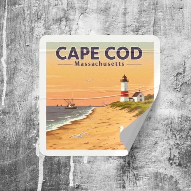 Vintage Cape Cod Massachusetts Square Sticker (Creator Uploaded)