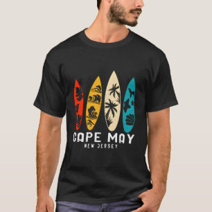 Vintage Cape May Beach New Jersey Beach Surfing Su T-Shirt