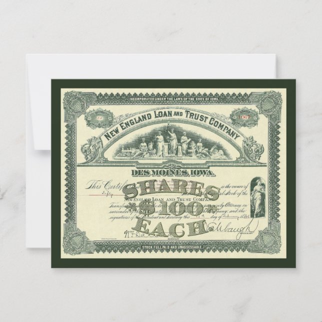 Vintage Capital Stock Certificate Business Finance (Front)