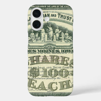 Vintage Capital Stock Certificate Business Finance iPhone 16 Case