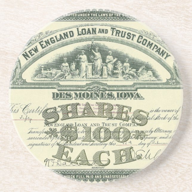 Vintage Capital Stock Certificate Business Finance Coaster (Front)