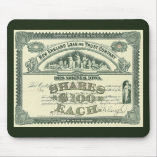 Vintage Capital Stock Certificate Business Finance Mouse Mat
