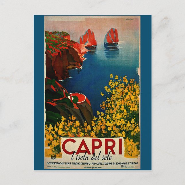 Vintage Capri Italian Travel Advertisement Paint Postcard (Front)