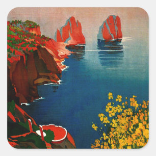 Vintage Capri L'Isola del Sole Italy Square Sticker