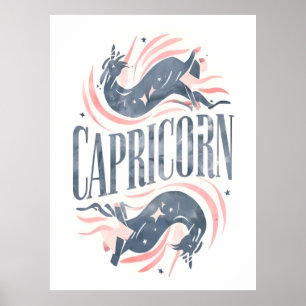 Vintage Capricorn Zodiac Sign With Whimsical Goat