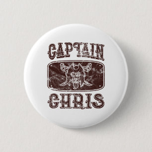Vintage Captain Chris Personalised Pirate Pontoon 6 Cm Round Badge