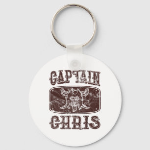 Vintage Captain Chris Personalized Pirate Pontoon  Key Ring