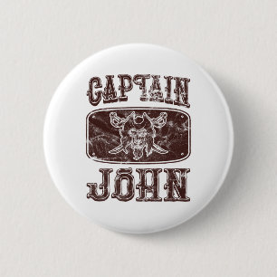 Vintage Captain John Personalised Pirate Pontoon B 6 Cm Round Badge