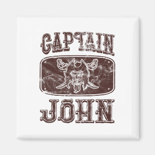 Vintage Captain John Personalised Pirate Pontoon B Magnet