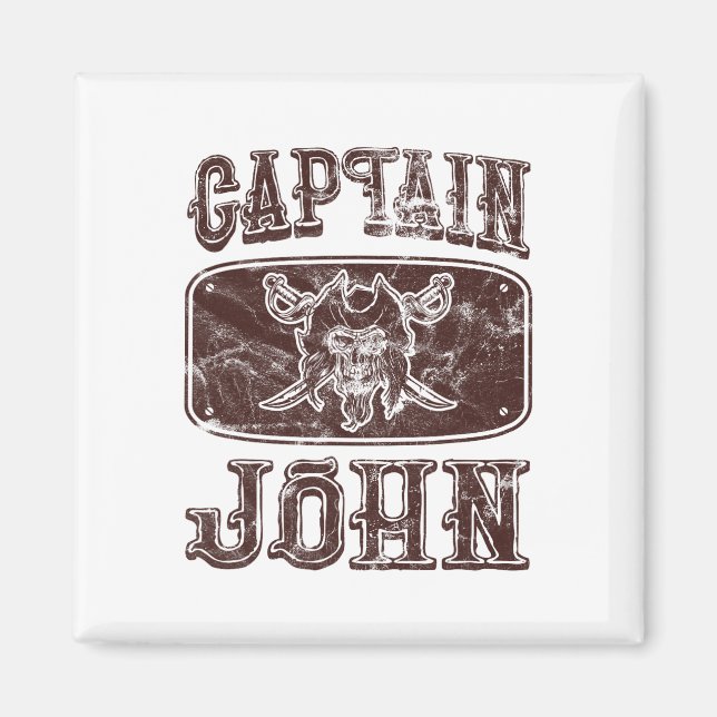 Vintage Captain John Personalised Pirate Pontoon B Magnet (Front)