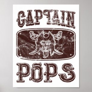 Vintage Captain Pops Personalized Pirate Pontoon B Poster