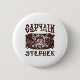 Vintage Captain Stephen Personalised Pirate Pontoo 6 Cm Round Badge