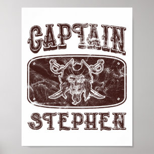 Vintage Captain Stephen Personalised Pirate Pontoo Poster