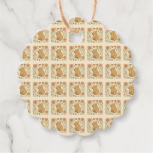 Vintage Capybara Floral Favour Tags 