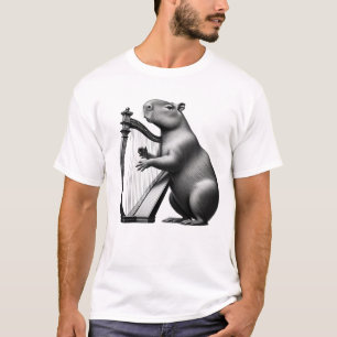 Vintage Capybara Playing Harp Harpist Harp Player T-Shirt