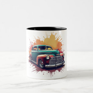 vintage car 1940s lowrider Two-Tone coffee mug