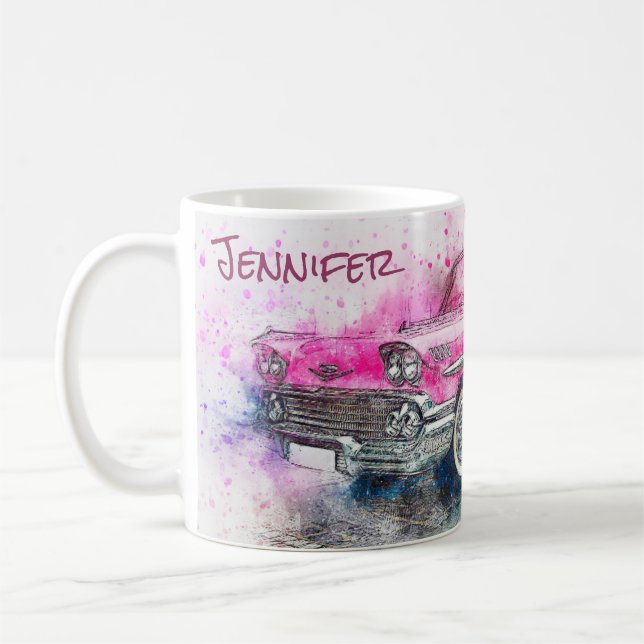 Vintage Car Abstract Graphic Coffee Mug (Left)