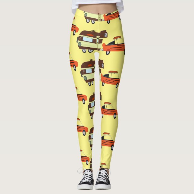 Vintage Car and Camper Thunder_Cove Leggings (Front)