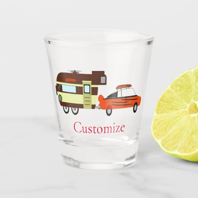 Vintage Car and Camper Thunder_Cove Shot Glass (Front)