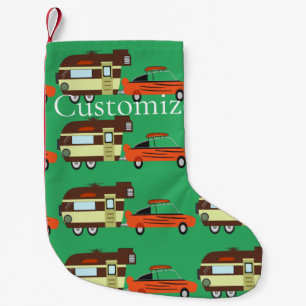 Vintage Car and Camper Thunder_Cove Small Christmas Stocking