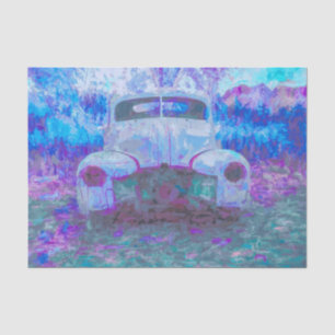 Vintage Car Antique Rustic Blue Purple Decoupage Tissue Paper