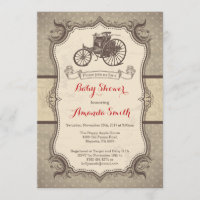 Vintage Car Baby Shower Invitation Vintage Retro